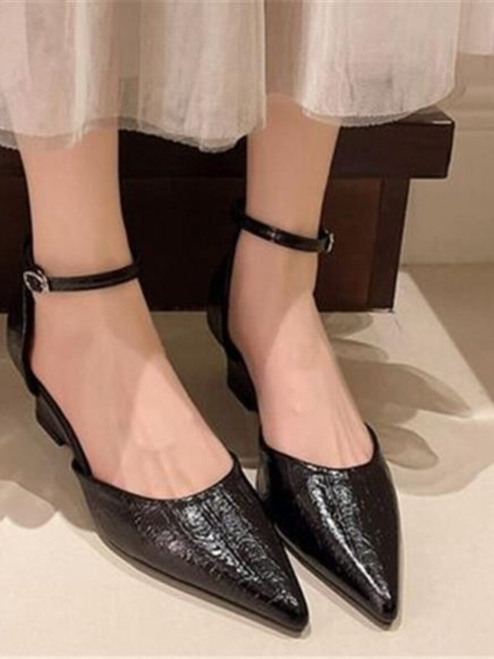Pointed-Toe Ankle Strap Pumps